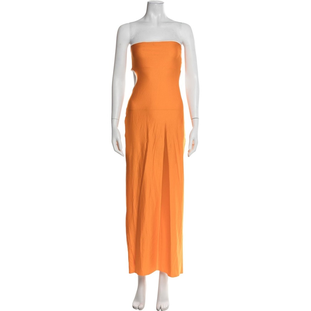 Baobab Mambo Strapless Satin Maxi Dress Orange Large